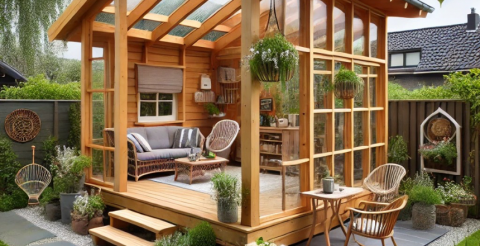 Overkapping aan tuinhuis image